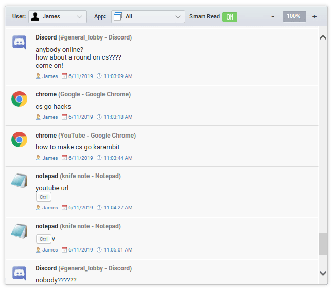 Tastatureingaben von Best Free Keylogger